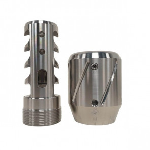 SP-Spearhead Tuner Muzzle Brake Combo 4 Port Stainless 6.5mm 5/8x24 available now at Tesro Canada